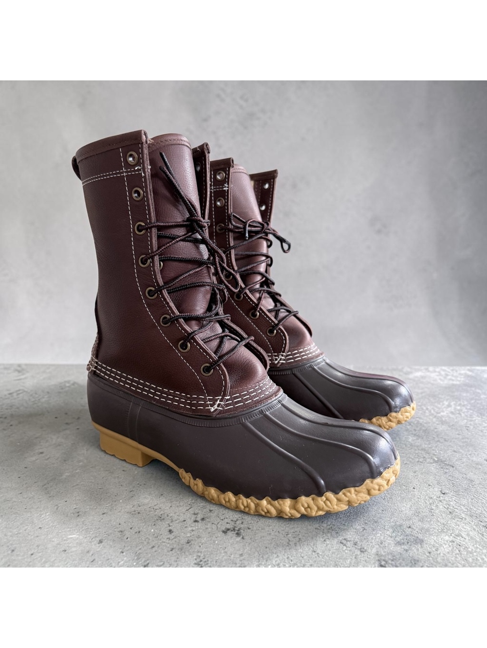 L.L.Bean Shearling Insulated Tumbled Leather Rubber Duck Boots Size 8